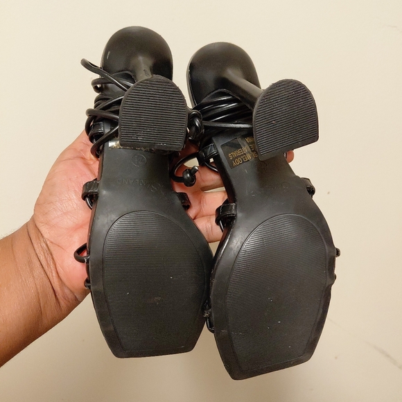 Black Square Toe Gladiator Heeled Sandals Size 7.5 - Picture 9 of 14